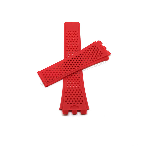 Fits/For Tag Heuer Carrera Heuer 01 - 22mm Red Rubber Replacement Watch Band Strap Belt
