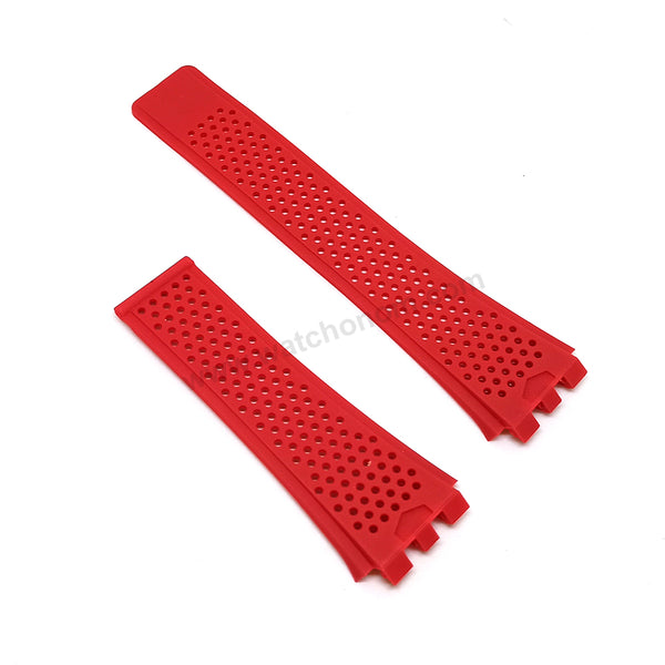Fits/For Tag Heuer Carrera Heuer 01 - 22mm Red Rubber Replacement Watch Band Strap Belt