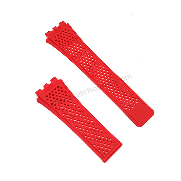 Fits/For Tag Heuer Carrera Heuer 01 - 22mm Red Rubber Replacement Watch Band Strap Belt