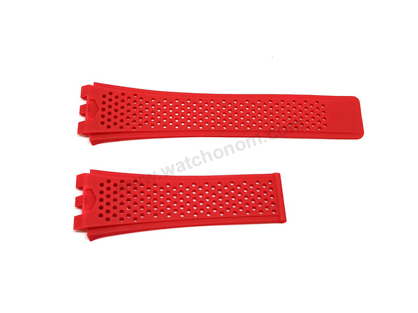 Fits/For Tag Heuer Carrera Heuer 01 - 22mm Red Rubber Replacement Watch Band Strap Belt