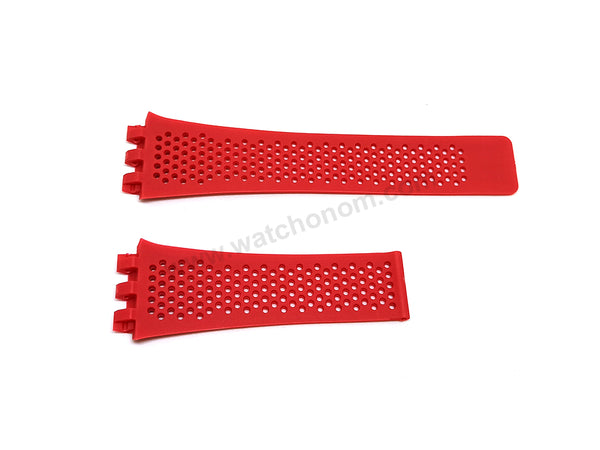 Fits/For Tag Heuer Carrera Heuer 01 - 22mm Red Rubber Replacement Watch Band Strap Belt