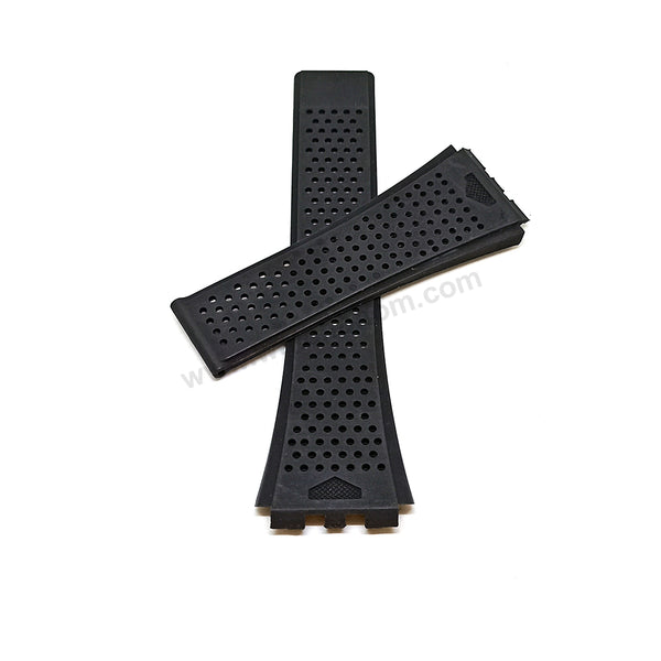 Fits/For Tag Heuer Carrera Heuer 0* - 24mm Black Rubber Replacement Watch Band Strap Belt