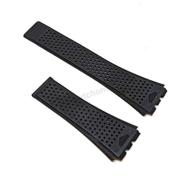Fits/For Tag Heuer Carrera Heuer 0* - 24mm Black Rubber Replacement Watch Band Strap Belt