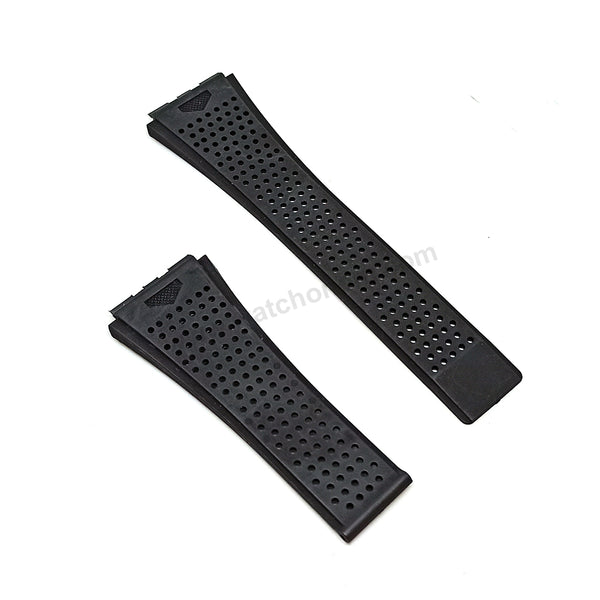 Fits/For Tag Heuer Carrera Heuer 0* - 24mm Black Rubber Replacement Watch Band Strap Belt