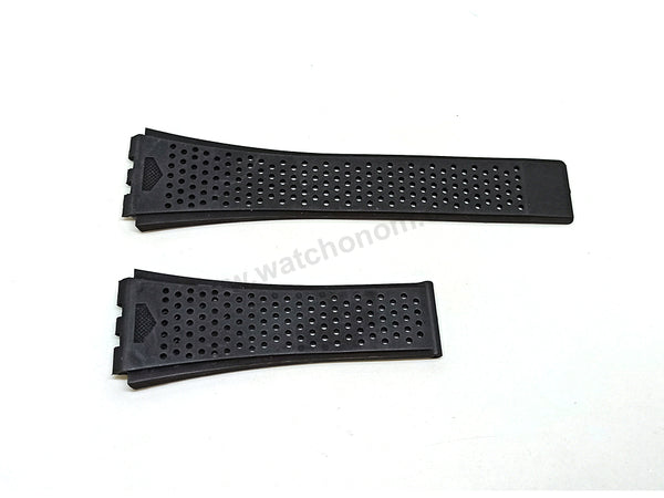 Fits/For Tag Heuer Carrera Heuer 0* - 24mm Black Rubber Replacement Watch Band Strap Belt