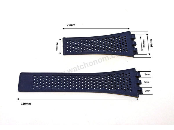 Fits/For Tag Heuer Carrera Heuer 0* - 24mm Navy Blue Rubber Replacement Watch Band Strap Belt