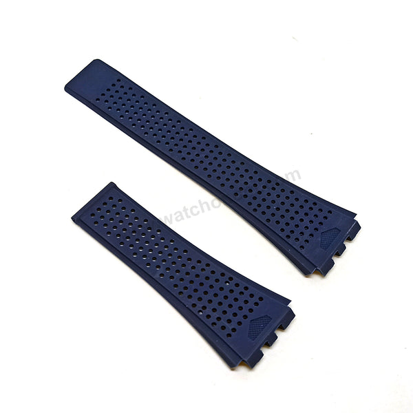 Fits/For Tag Heuer Carrera Heuer 0* - 24mm Navy Blue Rubber Replacement Watch Band Strap Belt