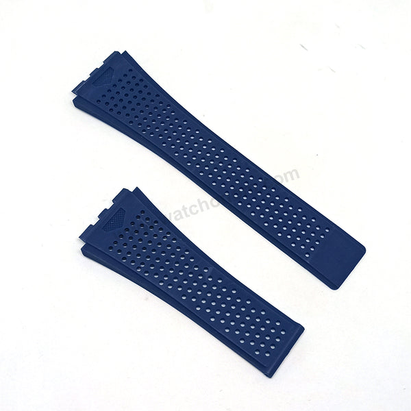 Fits/For Tag Heuer Carrera Heuer 0* - 24mm Navy Blue Rubber Replacement Watch Band Strap Belt