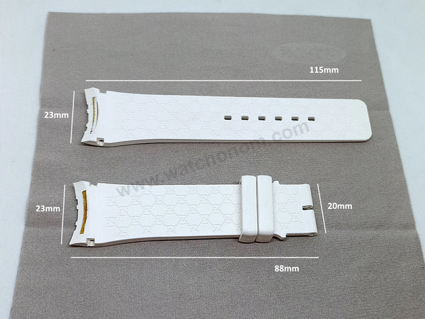 Fits/For Gucci - 23mm White Rubber Replacement Curved End Watch Band Strap Belt