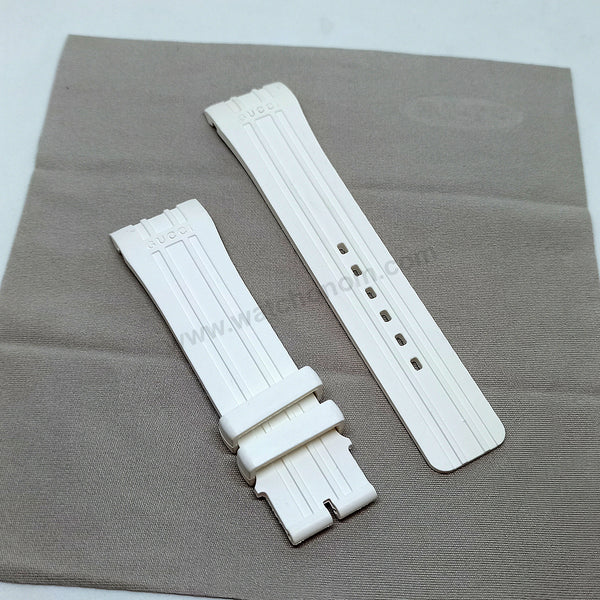 Fits/For Gucci - 23mm White Rubber Replacement Curved End Watch Band Strap Belt
