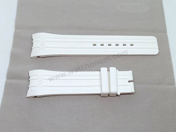 Fits/For Gucci - 23mm White Rubber Replacement Curved End Watch Band Strap Belt