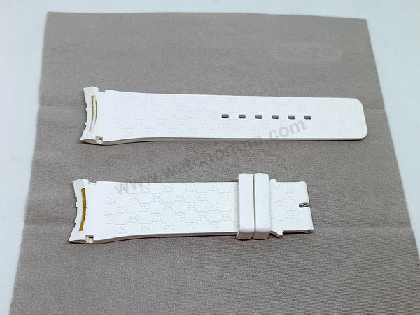 Fits/For Gucci - 23mm White Rubber Replacement Curved End Watch Band Strap Belt