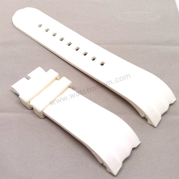 Fits/For Nautica NST 101 - N17593G , A17593G - 24mm White Rubber Silicone Curved End Replacement Watch Band Strap Belt