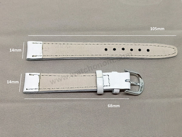 Fits/For Tommy Hilfiger TH.23.3.95.1504 / TH1781380 - 14mm White Genuine Leather Replacement Watch Band Strap Belt