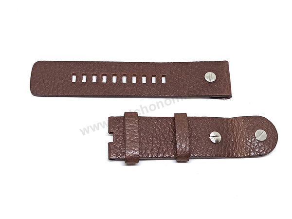 Fits/For Diesel DZ1225 - 24mm Brown Genuine Leather Rivet Replacement Watch Strap Band Belt
