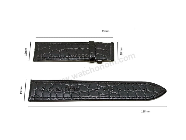 Fits/For Tissot T-Classic Automatics III T065430 - Black Genuine Leather Replacement Watch Strap Band Belt