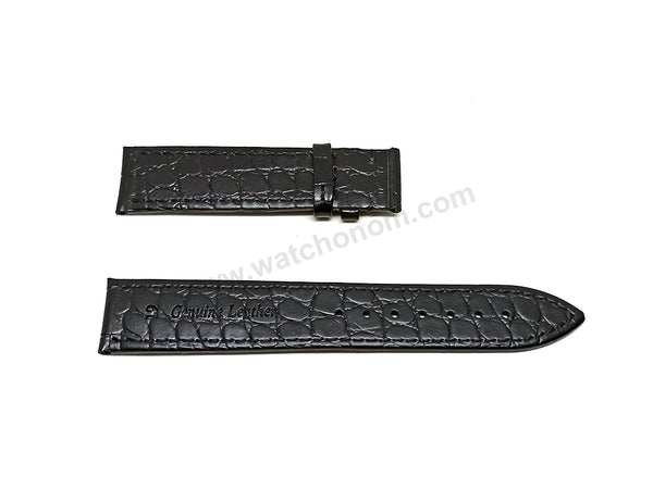 Fits/For Tissot T-Classic Automatics III T065430 - Black Genuine Leather Replacement Watch Strap Band Belt