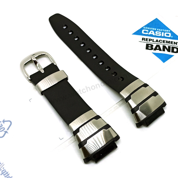 Casio E-Databank EDB-100CJ-1A - 18mm Black Rubber Replacement Watch Band Strap Belt NOS Authentic