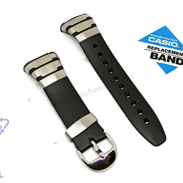 Casio E-Databank EDB-100CJ-1A - 18mm Black Rubber Replacement Watch Band Strap Belt NOS Authentic