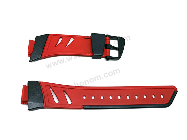 CASIO G-Shock DWX-110 , DWX-110-4C , X-treme - 16mm Black Red Rubber Replacement Watch Band Strap Belt NOS Authentic