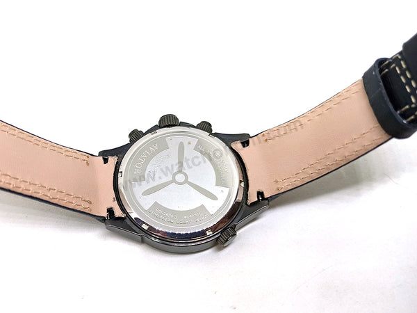 Fits/for Aviator AVW9169G155 , AVW9169G182 - 22mm Gray Stitched on Black Leather Replacement Curved End Replacement Watch Band / Strap