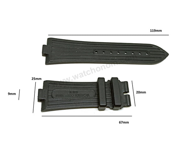 Fits/For Vacheron Constantin Overseas - 9mm x 25mm Black Rubber 081675N Replacement Watch Strap Band Belt