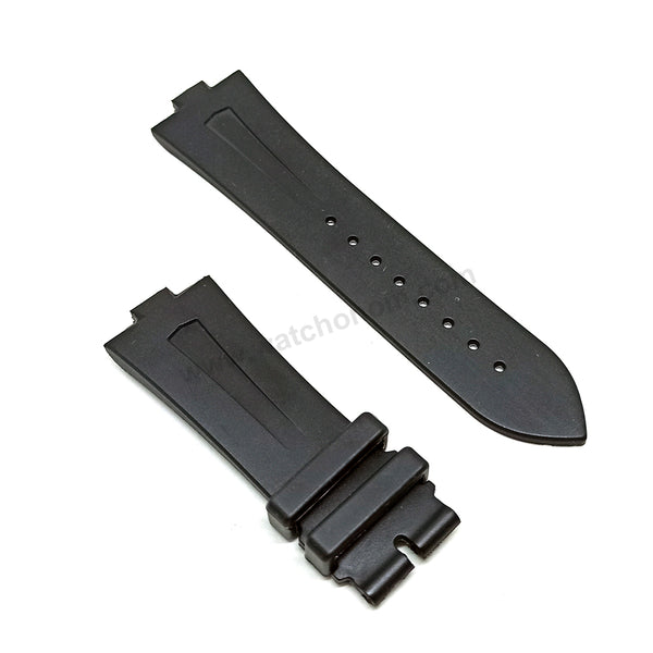 Fits/For Vacheron Constantin Overseas - 9mm x 25mm Black Rubber 081675N Replacement Watch Strap Band Belt