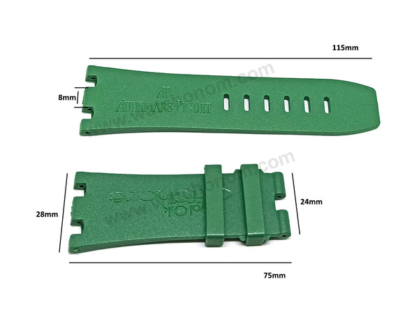 Fits/For AP Audemars Piquet Royal 15703 Oak OFFSHORE - 28mm Leaf Green Rubber Silicone Replacement Watch Band Strap