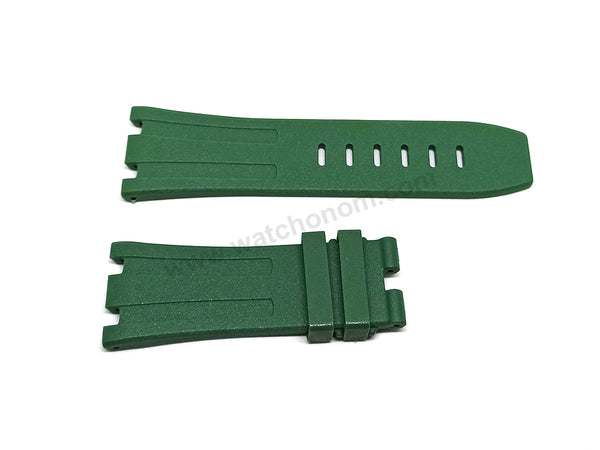 Fits/For AP Audemars Piquet Royal 15703 Oak OFFSHORE - 28mm Leaf Green Rubber Silicone Replacement Watch Band Strap