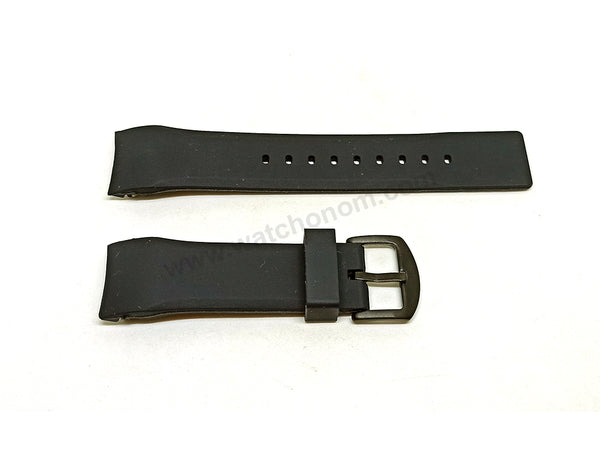 Fits/for Aviator AVW9169 , AVW9169G155 , AVW9169G182 - 22mm Black Soft Silicone Rubber Replacement Curved End Replacement Watch Band / Strap