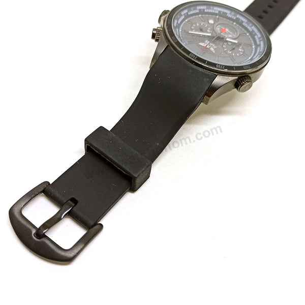 Fits/for Aviator AVW9169 , AVW9169G155 , AVW9169G182 - 22mm Black Soft Silicone Rubber Replacement Curved End Replacement Watch Band / Strap Belt 3