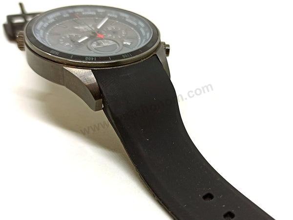 Fits/for Aviator AVW9169 , AVW9169G155 , AVW9169G182 - 22mm Black Soft Silicone Rubber Replacement Curved End Replacement Watch Band / Strap