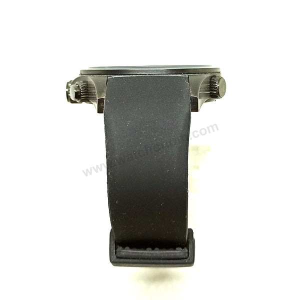 Fits/for Aviator AVW9169 , AVW9169G155 , AVW9169G182 - 22mm Black Soft Silicone Rubber Replacement Curved End Replacement Watch Band / Strap