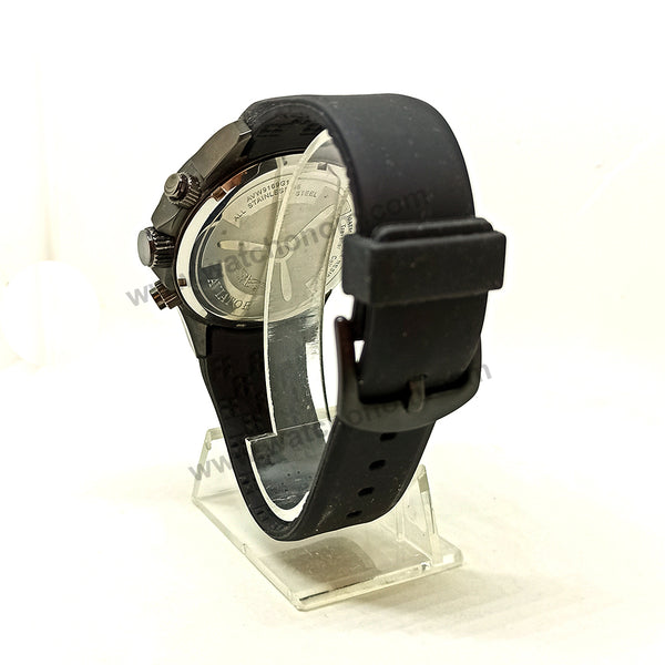 Fits/for Aviator AVW9169 , AVW9169G155 , AVW9169G182 - 22mm Black Soft Silicone Rubber Replacement Curved End Replacement Watch Band / Strap