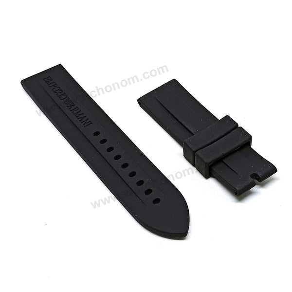 Fits/For Emporio Armani AR0683 , AR0686 - 23mm Black Rubber Replacement Watch Band Strap Belt
