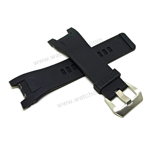 Fits/For Diesel Bugout DZ4287 - 32mm Black Rubber Silicone Replacement Watch Band Strap Belt