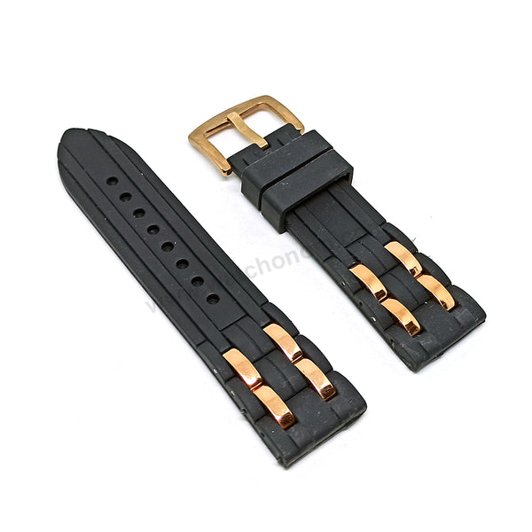 Fits/For Guess Oasis W0366G3 - Black Rubber Silicone Replacement Watch Band Strap Belt