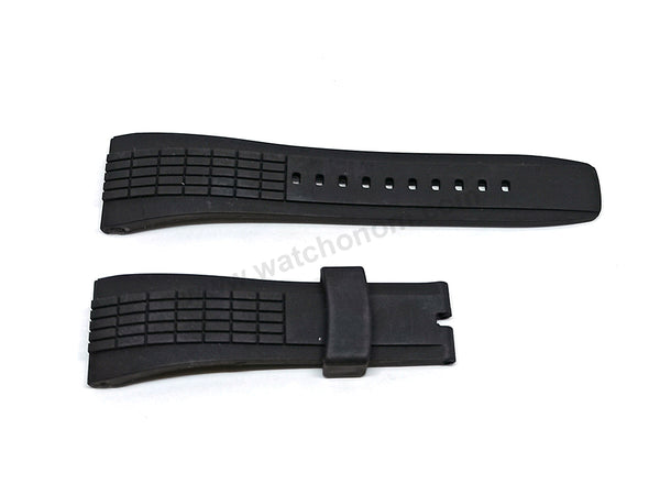 Fits/For Seiko Velatura 7T62-0KN0 - SNAE17P2 - 26mm Black Rubber Replacement Watch Band Strap Belt