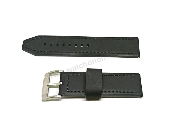 Original Fossil JR1519 , JR1520 , JR1354 Nate Replacement Watch Band Strap - 24mm Matte Black Genuine Leather Suede