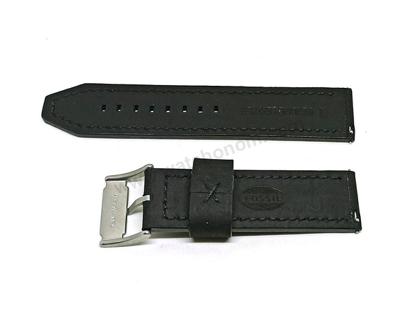 Original Fossil ME1121 , ME3082 , BQ1175 Machine Replacement Watch Band Strap - 24mm Matte Black Genuine Leather Suede