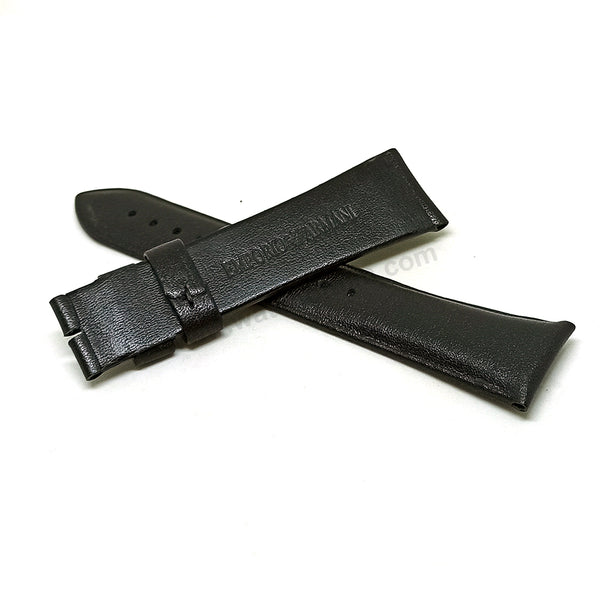 Fits/For Emporio Armani AR11573 , AR60012 - 22mm Black Leather Replacement Watch Band Strap Belt