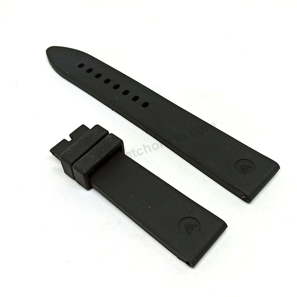 Fits/For Emporio Armani AR1053 - 20mm Black Rubber Silicone Replacement Watch Band Strap Belt