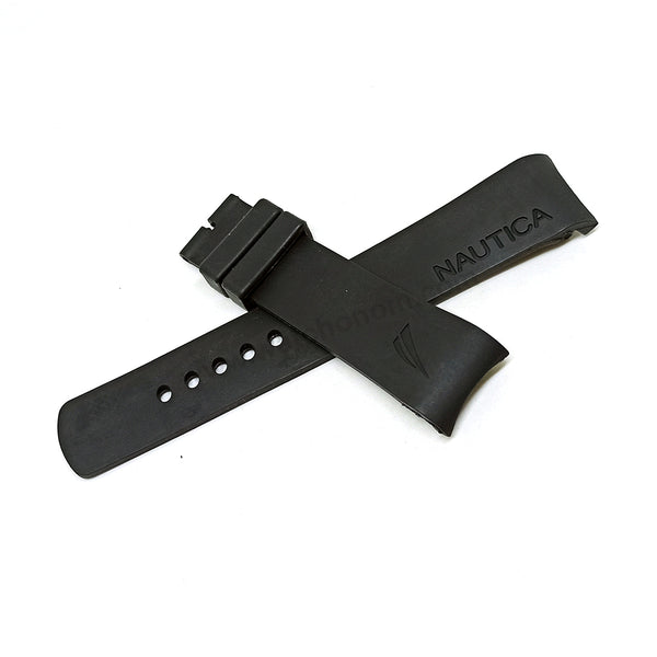 Compatible Fits/For Nautica N15614 , NAI3513G , NAI3514G , NAI3516G , NAI3517G- 22mm Black Rubber Silicone Replacement Watch Band Strap Belt