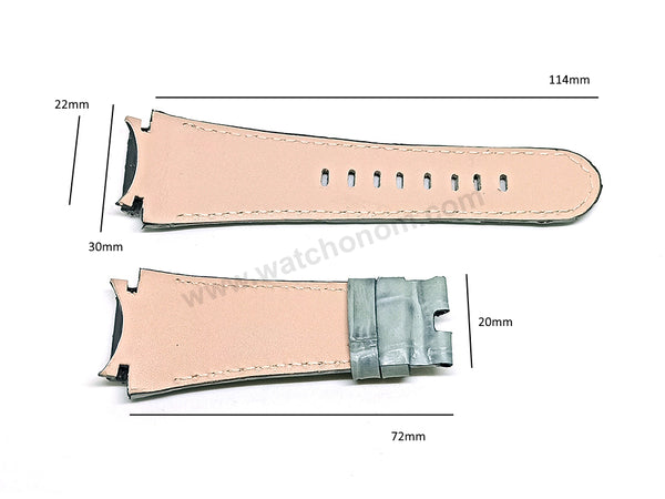 Fits/For TW Steel Ceo Tech CE4001 , CE4005 - 22mm Gray Genuine Leather Handmade Replacement Watch Band Strap Belt