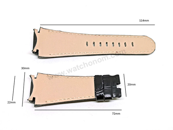 Fits/For TW Steel Ceo Tech CE4008 , CE4110 - 22mm Black Genuine Leather Handmade Replacement Watch Band Strap Belt