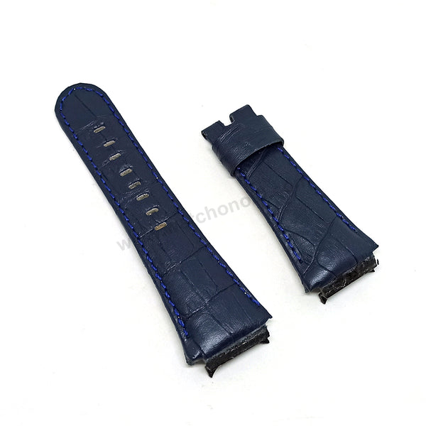 Fits/For TW Steel Ceo Tech CE4003 , CE4007 - 22mm Navy Blue Genuine Leather Handmade Replacement Watch Band Strap Belt