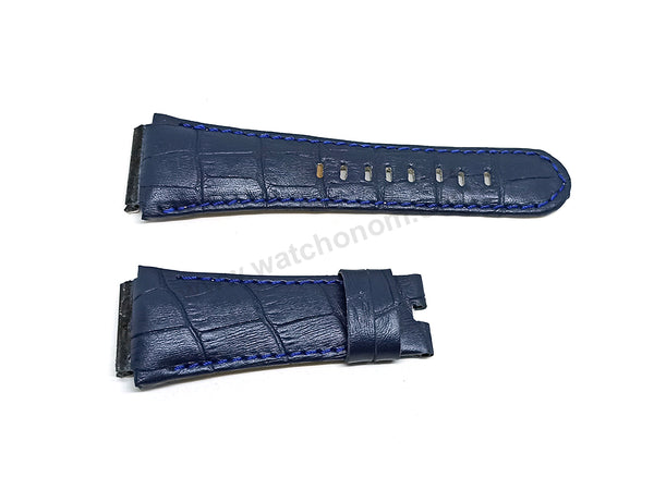 Fits/For TW Steel Ceo Tech CE4003 , CE4007 - 22mm Navy Blue Genuine Leather Handmade Replacement Watch Band Strap Belt