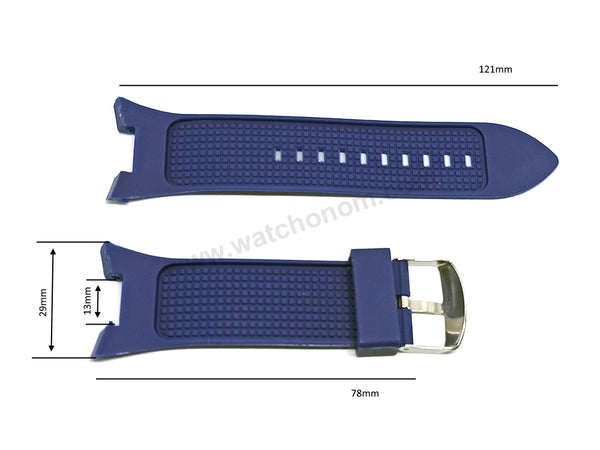 Fits/For Armani Exchange AX1041 , AX1084 , AX1108 , AX1185 , AX1282 - 29mm Blue Rubber Silicone Replacement Watch Band Strap