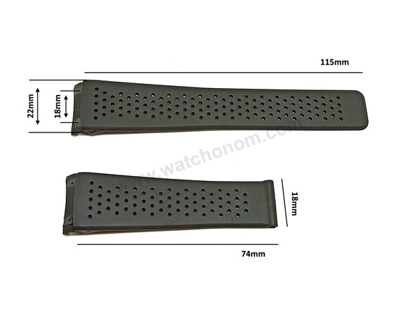 Fits/For TAG Heuer Grand Carrera Caliber 17 RS - 22mm Black Rubber FT6016 Replacement Watch Band Strap Belt