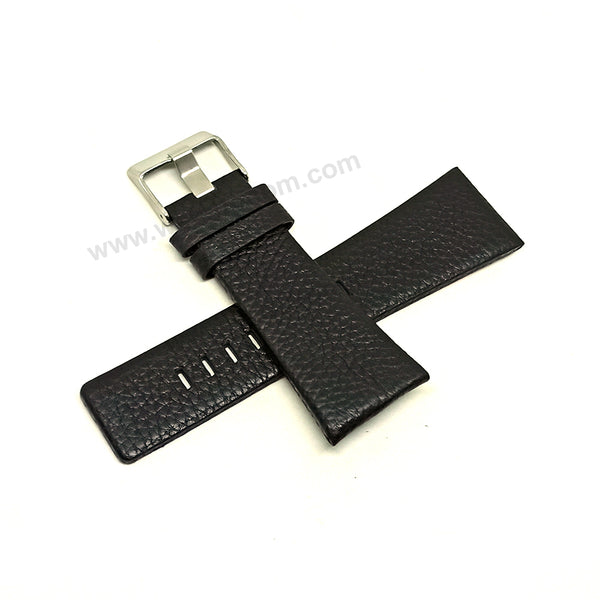 Fits/For Diesel DZ1286 - 30mm Black Genuine Leather Replacement Watch Strap Band Belt